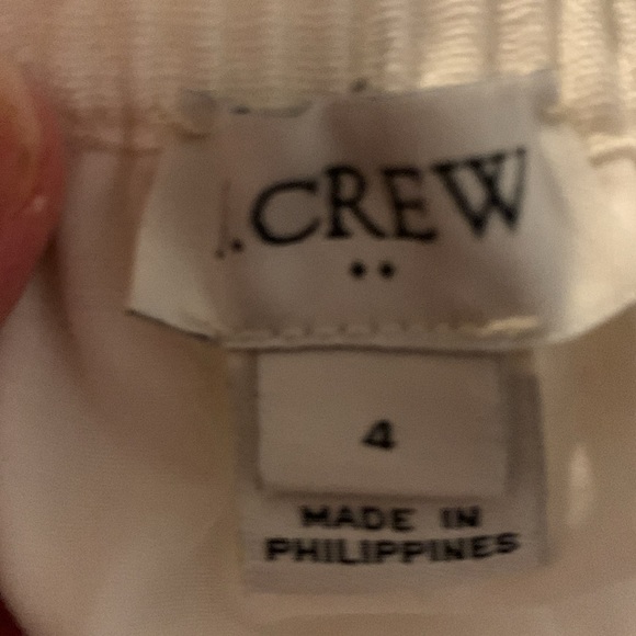 J Crew Factory Linen  & Cotton White Mini Shirt with Scalloped Hem Size 4 - Picture 2 of 4